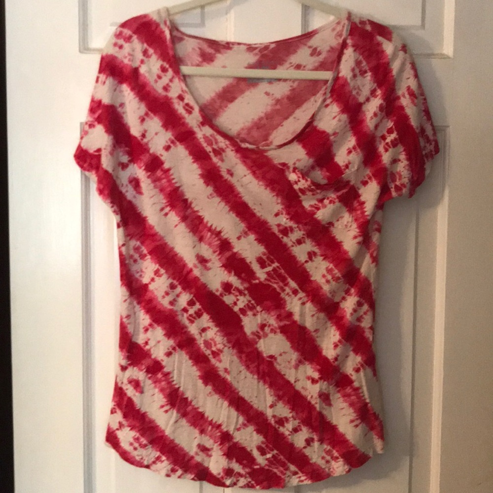XS pink and cream striped tie dye T-shirt